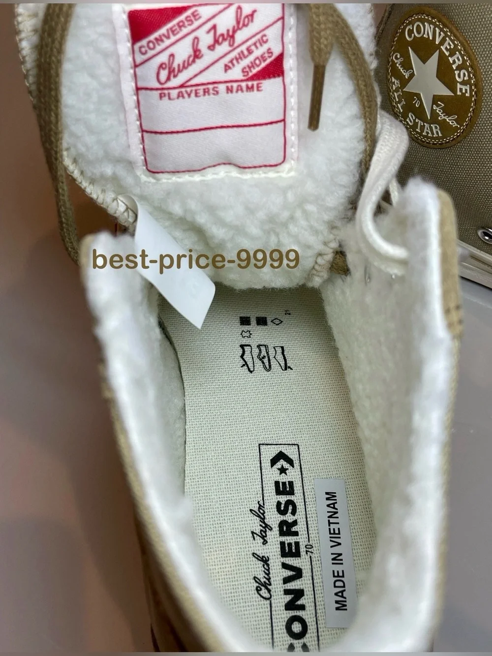 Converse Chuck Taylor All Star 70 Hi Unisex A04410C - Sheep Lined - Beige - New